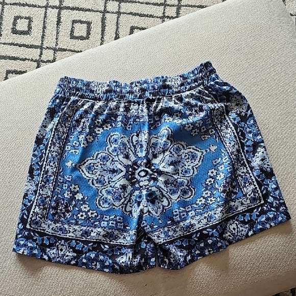 Blue Patterned Athletic Men's Shorts - Picture 4 of 4